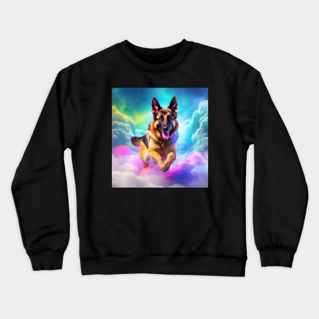 German Shepherd Heaven Crewneck Sweatshirt by Wickedcartoons